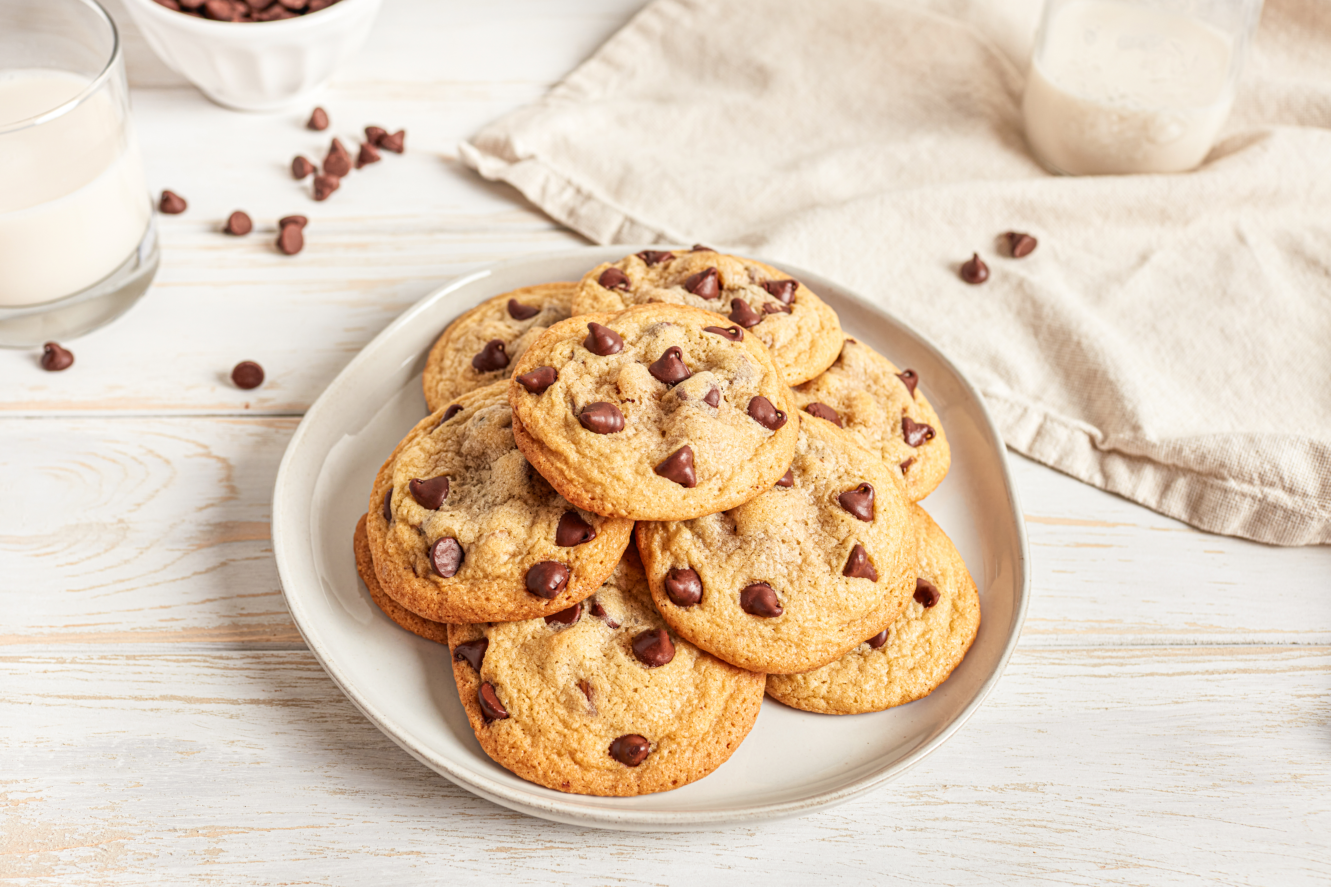 Chocolate Chip Cookies on a Plate